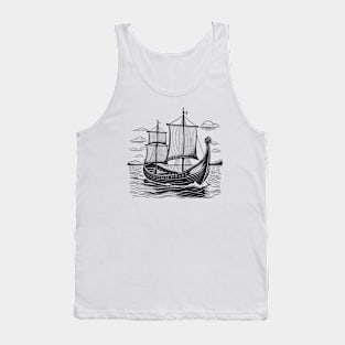 Lonely Ship in the Ocean Tank Top